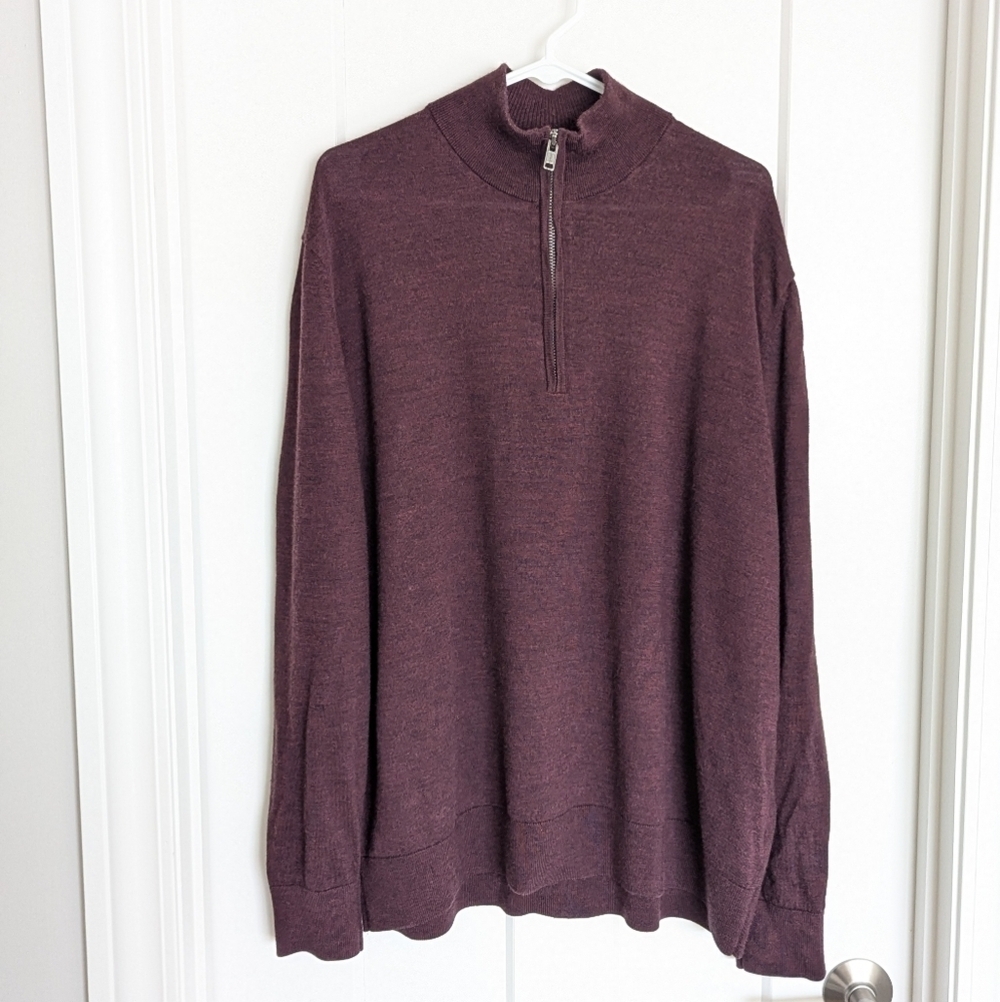 GAP 100% Merino Wool Pullover Quarter Zip - Maroon sz XXL